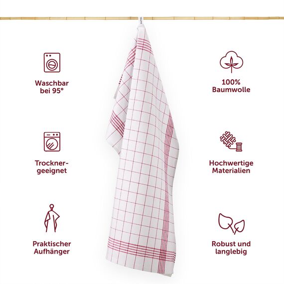 Blumtal Premium Geschirrtücher 5er Set 50x70cm - Küchentücher Baumwolle - Oeko-TEX zertifizierte Geschirrhandtücher - Trockentücher Baumwolle - Geschirrtücher rot - waschbar bis 95°C - Kitchen Towel