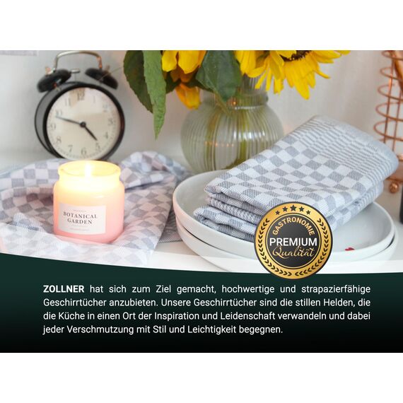ZOLLNER 10er Set Geschirrtücher Baumwolle in 46x70 cm - super saugstarke und robuste Küchentücher – waschbar bis 60°C – in grau kariert - Gastronomiequalität - Oeko Tex® Zertifiziert