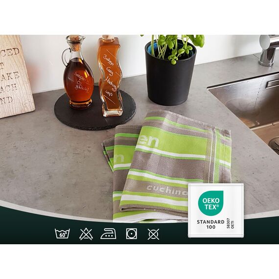 ZOLLNER 4er Set Geschirrtücher Baumwolle in 50x70 cm - saugstarke und langlebige Küchentücher - waschbar bis 60°C – in grün gestreift - Gastronomiequalität - Oeko Tex® Zertifiziert