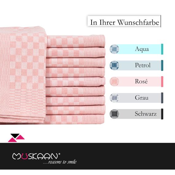 Müskaan 10er Set Geschirrtücher 50x70cm, 100% Baumwolle, Rosé – 210 g/m², Küchenhandtücher, Grubentücher zum Putzen, Fusselfrei Geschirrhandtücher, Küchentücher saugstark, Geschirrtuch Rosa