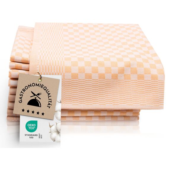 ZOLLNER 10er Set Geschirrtücher Baumwolle in 46x70 cm - super saugstarke und robuste Küchentücher – waschbar bis 60°C – in gelb kariert - Gastronomiequalität - Oeko Tex® Zertifiziert