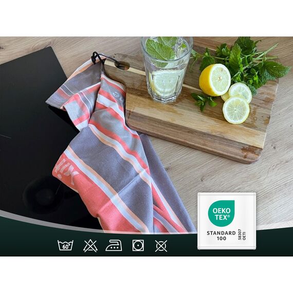 ZOLLNER 4er Set Geschirrtücher Baumwolle in 50x70 cm - saugstarke und langlebige Küchentücher - waschbar bis 60°C – in rot gestreift - Gastronomiequalität - Oeko Tex® Zertifiziert