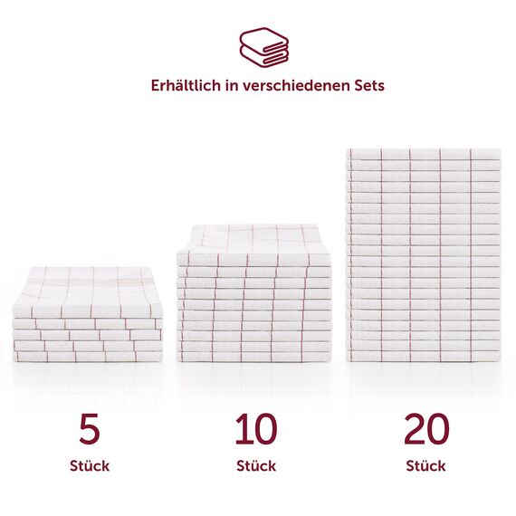 Blumtal Premium Geschirrtücher 5er Set 50x70cm - Küchentücher Baumwolle - Oeko-TEX zertifizierte Geschirrhandtücher - Trockentücher Baumwolle - Geschirrtücher rot - waschbar bis 95°C - Kitchen Towel
