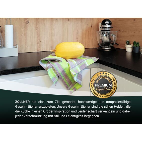 ZOLLNER 4er Set Geschirrtücher Baumwolle in 50x70 cm - saugstarke und langlebige Küchentücher - waschbar bis 60°C – in grün gestreift - Gastronomiequalität - Oeko Tex® Zertifiziert