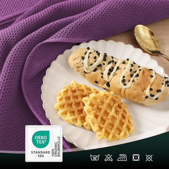 Moosfor Geschirrtücher 100% Baumwolle, 4er Set 32 x 72 cm, Weiche Geschirrhandtücher Küchenhandtücher Saugfähig Küchentücher Dicke Premium Geschirrtuch Spüllappen Putzlappen, Lila