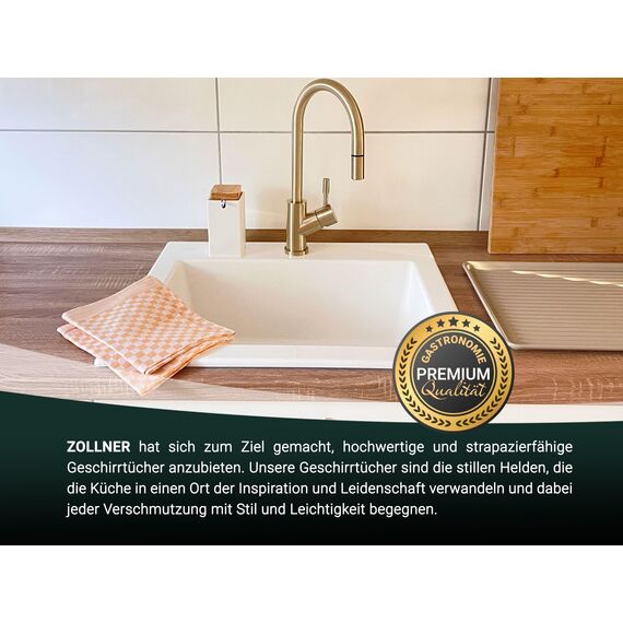 ZOLLNER 10er Set Geschirrtücher Baumwolle in 46x70 cm - super saugstarke und robuste Küchentücher – waschbar bis 60°C – in gelb kariert - Gastronomiequalität - Oeko Tex® Zertifiziert