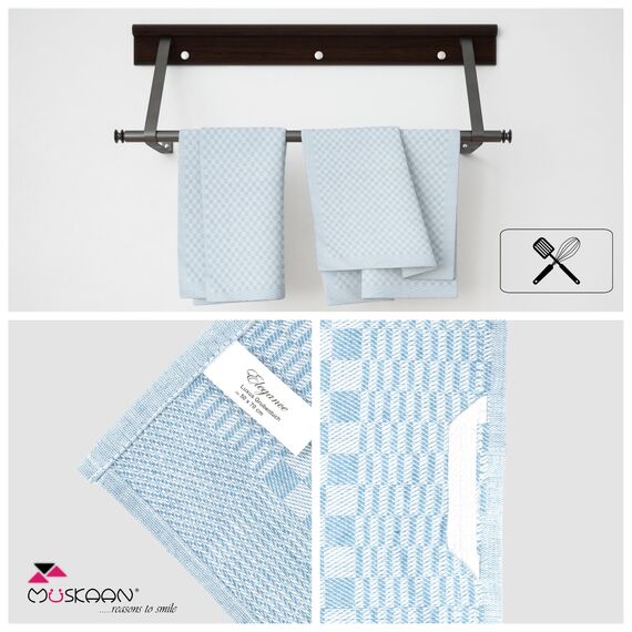 Müskaan 10er Set Geschirrtücher 100% Baumwolle 50x70 cm Aqua 210 g/m² | Küchenhandtücher für Abtrocknen, Grubentücher zum Putzen, Fusselfrei Geschirrhandtücher, Küchentücher saugstark, Geschirrtuch