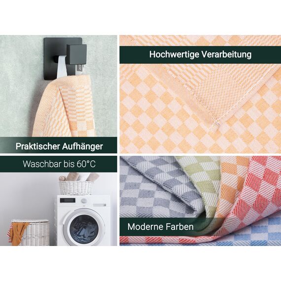 ZOLLNER 10er Set Geschirrtücher Baumwolle in 46x70 cm - super saugstarke und robuste Küchentücher – waschbar bis 60°C – in gelb kariert - Gastronomiequalität - Oeko Tex® Zertifiziert