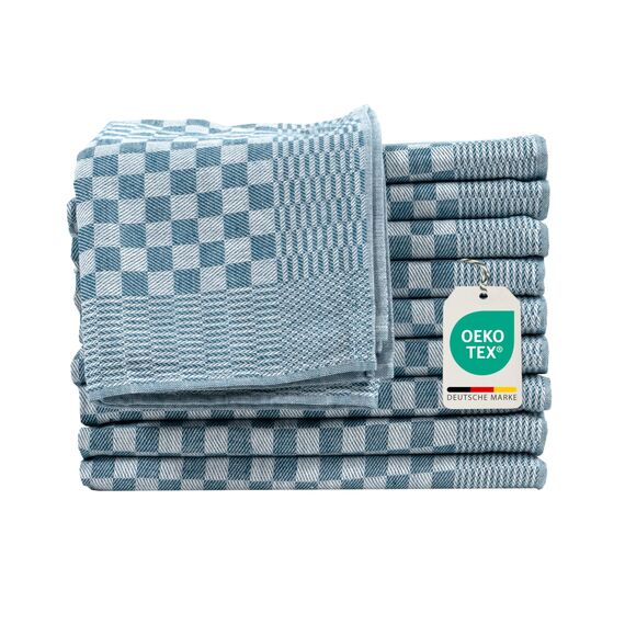 Müskaan 10er Set Geschirrtücher 50x70cm, 100% Baumwolle, Petrol – 210 g/m², Küchenhandtücher, Grubentücher zum Putzen, Fusselfrei Geschirrhandtücher, Küchentücher saugstark, Geschirrtuch Blau