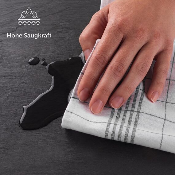 Blumtal Premium Geschirrtücher 10er Set 50x70cm - Küchentücher Baumwolle - Oeko-TEX zertifizierte Küchenhandtücher - Trockentücher Küche - Geschirrtuch schwarz - waschbar bis 95°C - Geschirrhandtuch