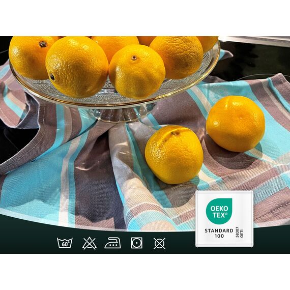 ZOLLNER 4er Set Geschirrtücher Baumwolle in 50x70 cm - saugstarke und langlebige Küchentücher - waschbar bis 60°C – in Mint gestreift - Gastronomiequalität - Oeko Tex® Zertifiziert