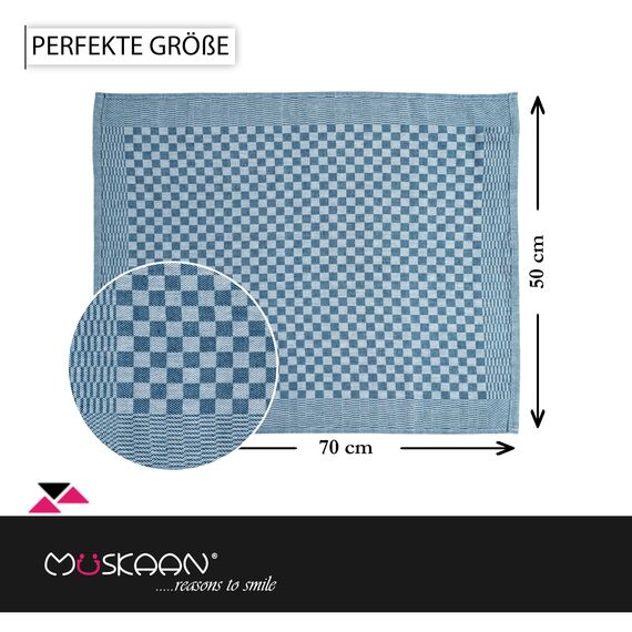 Müskaan 10er Set Geschirrtücher 50x70cm, 100% Baumwolle, Petrol – 210 g/m², Küchenhandtücher, Grubentücher zum Putzen, Fusselfrei Geschirrhandtücher, Küchentücher saugstark, Geschirrtuch Blau