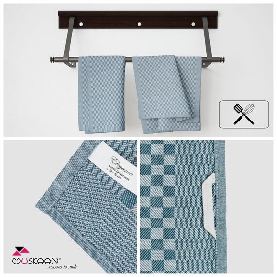 Müskaan 10er Set Geschirrtücher 50x70cm, 100% Baumwolle, Petrol – 210 g/m², Küchenhandtücher, Grubentücher zum Putzen, Fusselfrei Geschirrhandtücher, Küchentücher saugstark, Geschirrtuch Blau