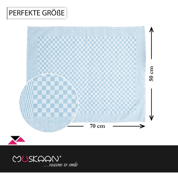 Müskaan 10er Set Geschirrtücher 100% Baumwolle 50x70 cm Aqua 210 g/m² | Küchenhandtücher für Abtrocknen, Grubentücher zum Putzen, Fusselfrei Geschirrhandtücher, Küchentücher saugstark, Geschirrtuch