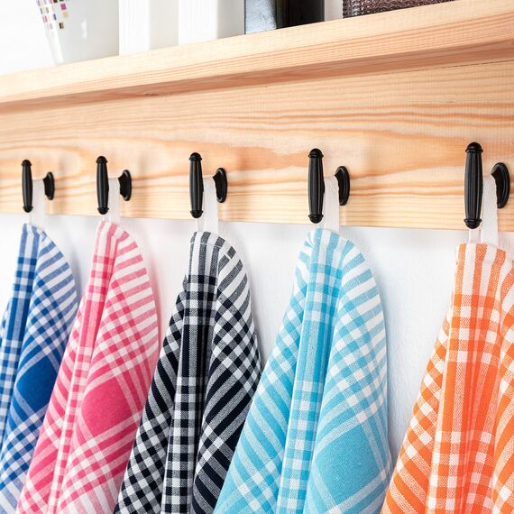 NATUR FUTURE® Geschirrtücher Baumwolle, 10er Set Mehrfarbig, 45x65cm, mit Aufhänger, Vintage Look kariert, Geschirrhandtücher Küchenhandtücher Küchentücher Putzlappen Trockentücher