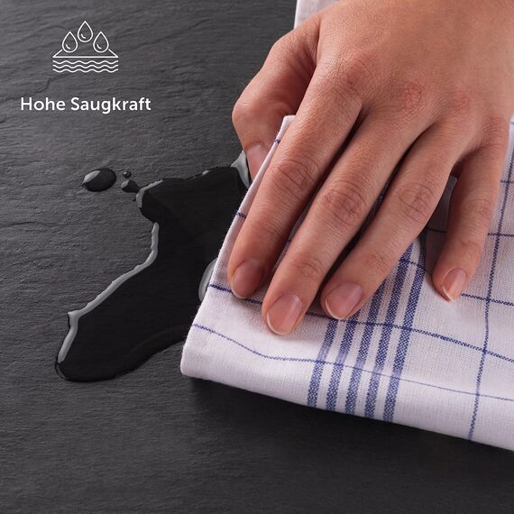 Blumtal 10er Set Premium Geschirrtücher - Hochwertige Geschirrhandtücher, 100% Baumwolle, blau kariert, 50x70cm