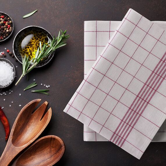 Blumtal Premium Geschirrtücher 5er Set 50x70cm - Küchentücher Baumwolle - Oeko-TEX zertifizierte Geschirrhandtücher - Trockentücher Baumwolle - Geschirrtücher rot - waschbar bis 95°C - Kitchen Towel