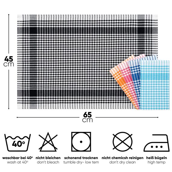 NATUR FUTURE® Geschirrtücher Baumwolle, 10er Set Mehrfarbig, 45x65cm, mit Aufhänger, Vintage Look kariert, Geschirrhandtücher Küchenhandtücher Küchentücher Putzlappen Trockentücher