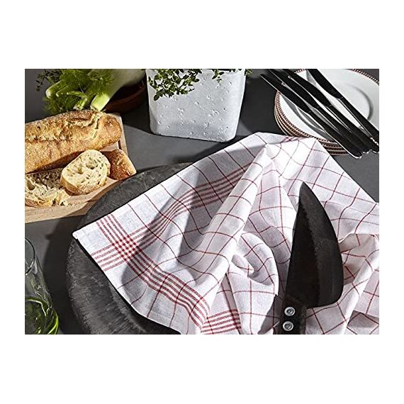 Merkanta Geschirrtücher 10er Set, Küchentücher 50x70cm, 100% Baumwolle, Geschirrhandtücher, rot - weiß/blau-weiß kariert, 10 Handtücher Küche, super saugfähig, Küchenhandtücher, Abtrockentücher