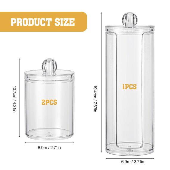 MumdoYAL 3 Stk Wattepadspender，Schminktisch Zubehör，Bathroom Organizer，Wattepads Aufbewahrung mit Deckel，Wattestäbchen-Behälter,for Dresser, Bathroom，Bedroom