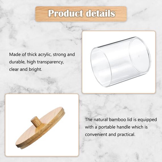 Gigmeta 3 Stück Acryl Wattestäbchen Behälter, Wattepads Aufbewahrung mit Bambus Deckeln, Wattestäbchen Halter, Wattestäbchen Behälter, Wattepadspender für Wohnzimmer, Schlafzimmer, Badezimmer