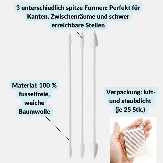 Lens-Aid Reinigungsstäbchen mit Spitze für Kamera, Objektiv, Modellbau, Tastatur, Kosmetik (Swabs, Wattestäbchen, Reinigung, Basteln) 100 STK