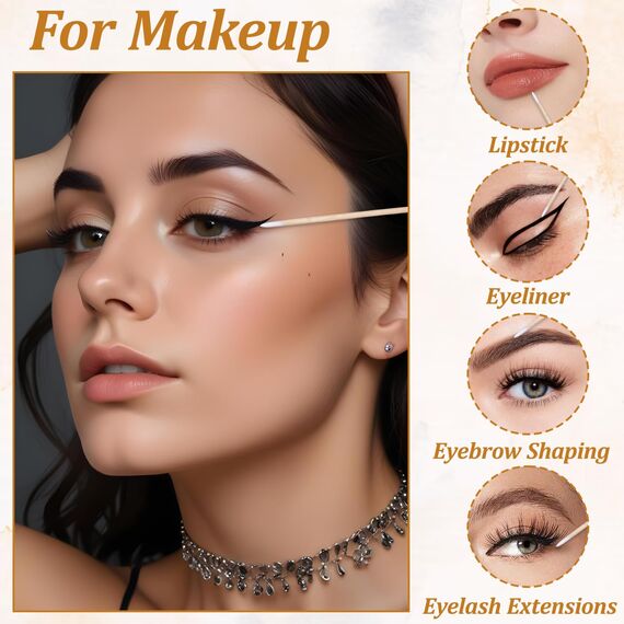 400 Stück Wattestäbchen Holz Spitz Wattestäbchen Applikatoren kleine Wattestäbchen für Tattoo, Augenbrauen, Beauty, Make-up, Nägel