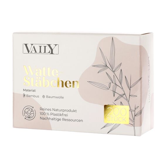 Vaily Bambus Wattestäbchen 1200er Pack - Nachhaltige Reinigungsstäbchen - Fusselfreie Ohrenstäbchen - Biologisch Abbaubar