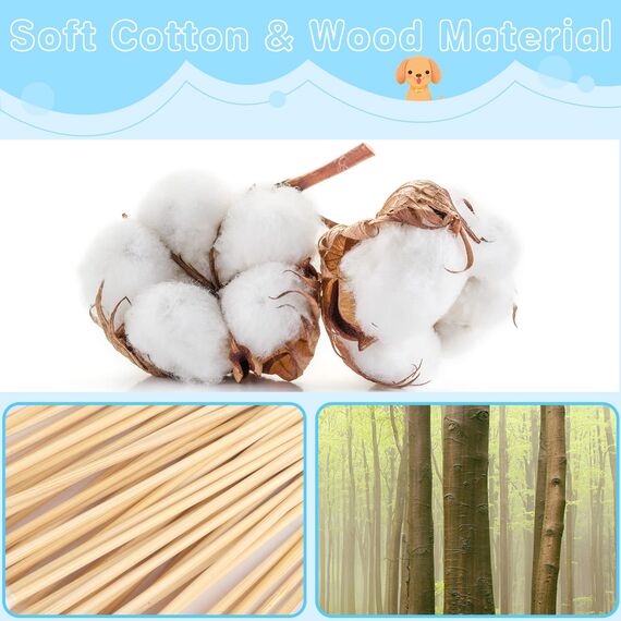 Vaktop Hunde Wattestäbchen, 50 Stück Haustiere Ohrreiniger Lang, Ohrreinigungsstäbchen Haustier mit Breiter Kopf - für Haustiere Hunde, Katzen (15cm)