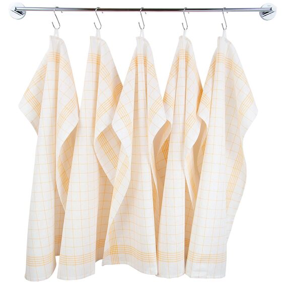 Merkanta Geschirrtücher 10er Set, Küchentücher 50x70cm, 100% Baumwolle, Geschirrhandtücher, gelb weiß kariert, super saugfähig, waschbar bei 95 Grad und trocknergeeignet