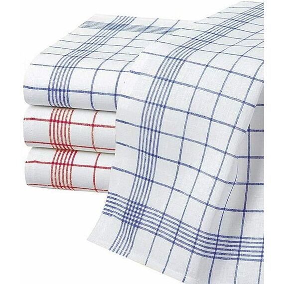 Merkanta Geschirrtücher 10er Set, Küchentücher 50x70cm, 100% Baumwolle, Geschirrhandtücher, rot - weiß/blau-weiß kariert, 10 Handtücher Küche, super saugfähig, Küchenhandtücher, Abtrockentücher