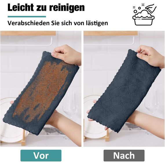 Moosfor Reinigungstücher Mikrofasertücher Waschbar Putzlappen Mikrofaser Weiche Fusselfrei Geschirrtücher Lappen Küchentücher, 12 Stück, 25x25 cm, Dunkelgrau