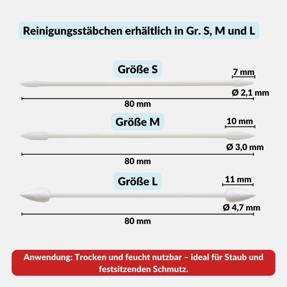 Lens-Aid Reinigungsstäbchen mit Spitze für Kamera, Objektiv, Modellbau, Tastatur, Kosmetik (Swabs, Wattestäbchen, Reinigung, Basteln) 100 STK