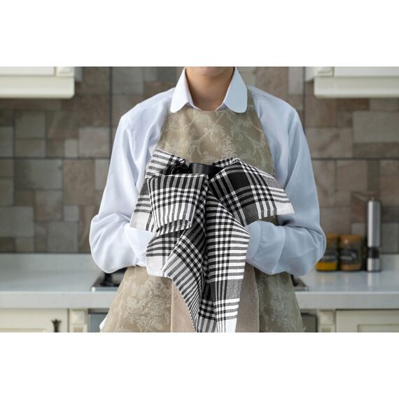 NATUR FUTURE® Geschirrtücher Baumwolle, 10er Set Schwarz, 45x65cm, mit Aufhänger, Vintage Look kariert, Geschirrhandtücher Küchenhandtücher Küchentücher Putzlappen Trockentücher