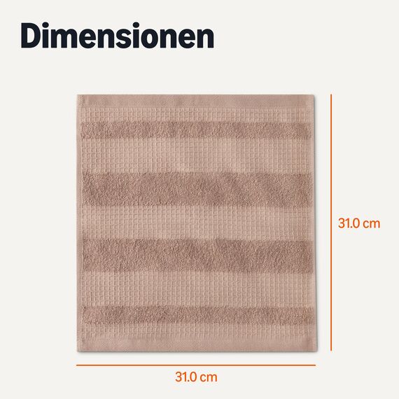 Amazon Basics Geschirrtücher aus Bio-Baumwolle mit Waffelmuster – Extrem saugfähig, Schnell trocknend, Fusselfrei, 30,0cm x 30,0cm, 6er-Pack (2 Braun, 2 Olivgrün, 2 Weiß)