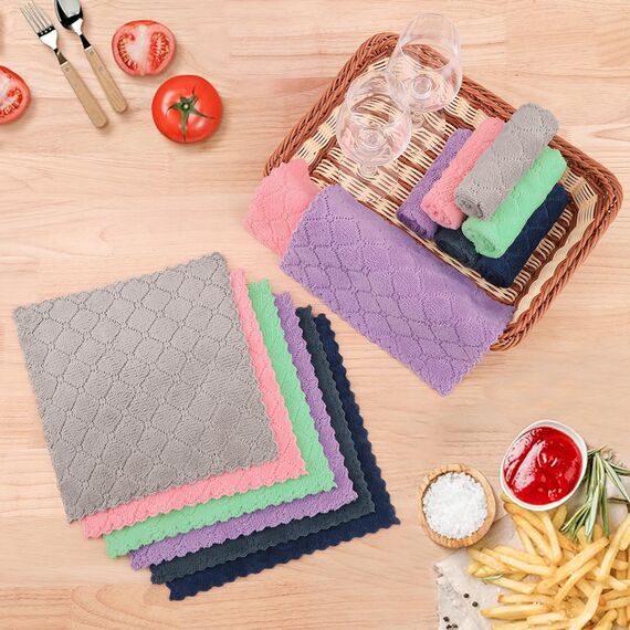 Moosfor Reinigungstücher Mikrofasertücher Waschbar Putzlappen Mikrofaser Weiche Fusselfrei Geschirrtücher Lappen Küchentücher, 12 Stück, 25x25 cm, Dunkelgrau