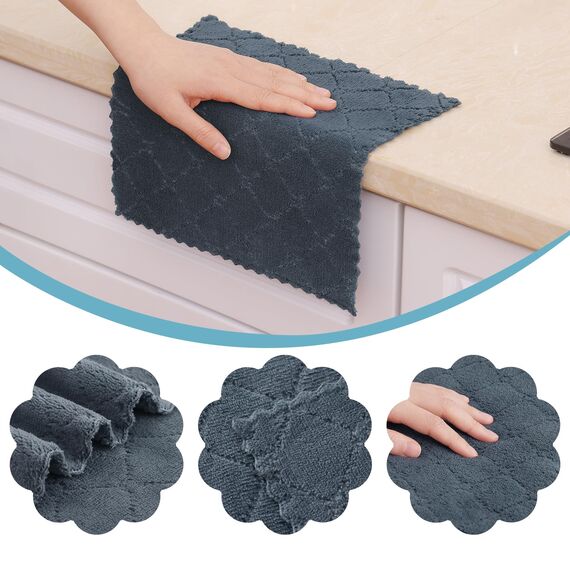 Moosfor Reinigungstücher Mikrofasertücher Waschbar Putzlappen Mikrofaser Weiche Fusselfrei Geschirrtücher Lappen Küchentücher, 12 Stück, 25x25 cm, Dunkelgrau