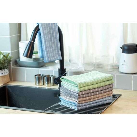 gryeer 8er-Set Bambus und Microfaser Geschirrtücher, Super weiche, saugfähige Küchentücher, 45 x 65cm, Grau