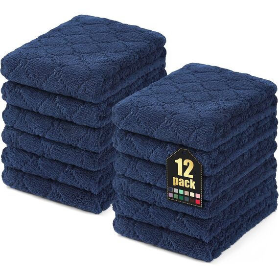 Moosfor Reinigungstücher Mikrofasertücher Waschbar Putzlappen Mikrofaser Weiche Fusselfrei Geschirrtücher Lappen Küchentücher, 12 Stück, 25x50 cm, Marine Blau