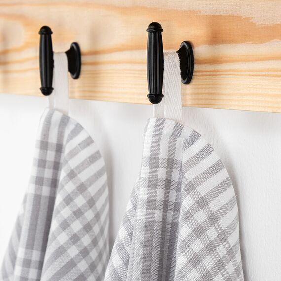 NATUR FUTURE® Geschirrtücher Baumwolle, 10er Set Grau, 45x65cm, mit Aufhänger, Vintage Look kariert, Geschirrhandtücher Küchenhandtücher Küchentücher Putzlappen Trockentücher (Grau 10 Stück)