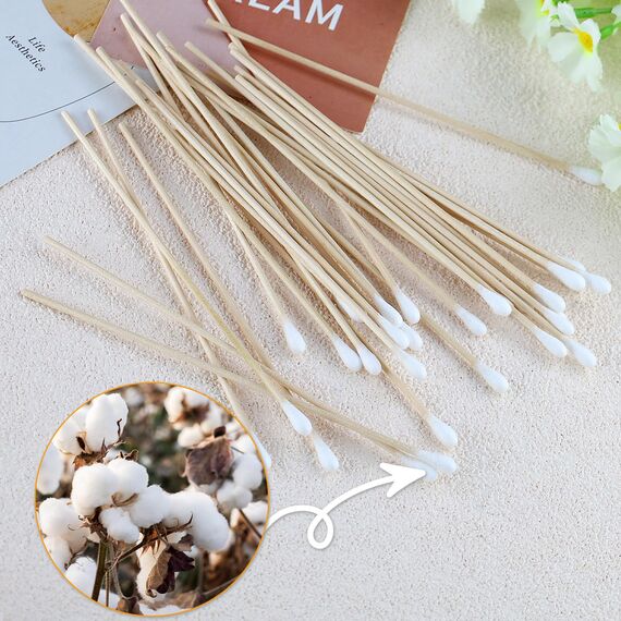 Wattestäbchen 200 Stück Langer Holzgriff Watteträger 15cm Reinigungsstäbchen für Kamera Tastatur Make-up Polieren Reinigung