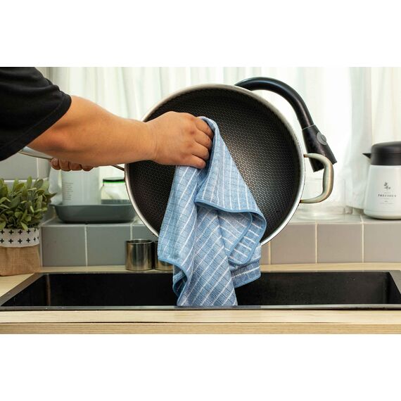 gryeer 8er-Set Bambus und Microfaser Geschirrtücher, Super weiche, saugfähige Küchentücher, 45 x 65cm, Blau