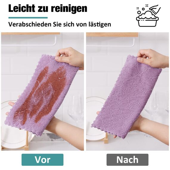 Moosfor Reinigungstücher Mikrofasertücher Waschbar Putzlappen Mikrofaser Weiche Fusselfrei Geschirrtücher Lappen Küchentücher, 12 Stück, 25x50 cm, Gemischte Farbe
