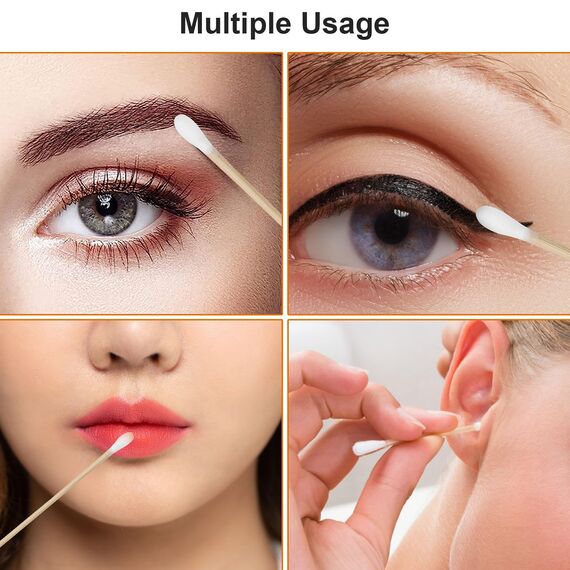 Wattestäbchen 300 Stück Langer Holzgriff Watteträger 15cm Reinigungsstäbchen für Kamera Tastatur Make-up Polieren Reinigung