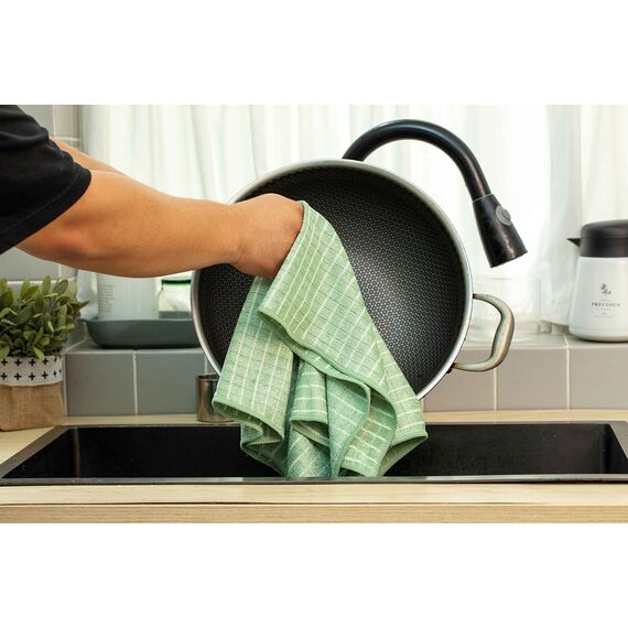 gryeer 8er-Set Bambus und Microfaser Geschirrtücher, Super weiche, saugfähige Küchentücher, 45 x 65cm, Grün