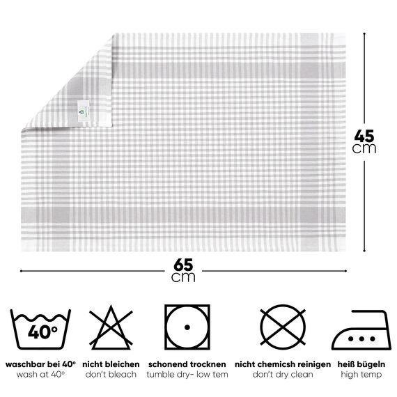 NATUR FUTURE® Geschirrtücher Baumwolle, 10er Set Grau, 45x65cm, mit Aufhänger, Vintage Look kariert, Geschirrhandtücher Küchenhandtücher Küchentücher Putzlappen Trockentücher (Grau 10 Stück)