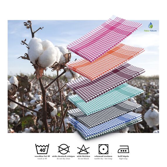NATUR FUTURE® Geschirrtücher Baumwolle, 10er Set Grau, 45x65cm, mit Aufhänger, Vintage Look kariert, Geschirrhandtücher Küchenhandtücher Küchentücher Putzlappen Trockentücher (Grau 10 Stück)