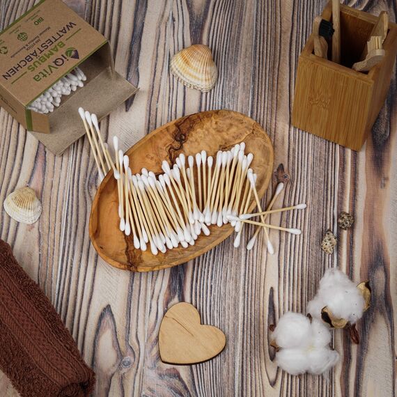 1200 Bambus Wattestäbchen (6 x 200 Stück) – 100% Plastikfrei, Biologisch Abbaubar, Vegan & Nachhaltig – Reines Naturprodukt