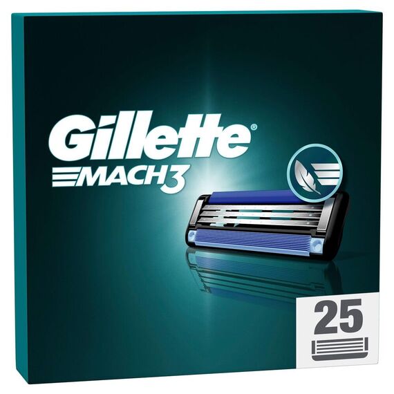 Gillette Mach3 Rasierklingen für Männer, 25 Original Gillette Ersatzklingen, Klingen für Herren mit Gleitstreifen für ein sanftes Gleiten und Klingenbeschichtung