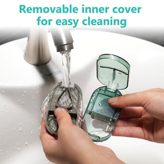 ACWOO Tablettenteiler, Tablettenteiler für Kleine und Große Tabletten, Tablettenschneider in Halbe Viertel Schneiden, Pillenschneider Tablettenzerteiler für Reise & Täglichen (Transparente Dunkelgrün)